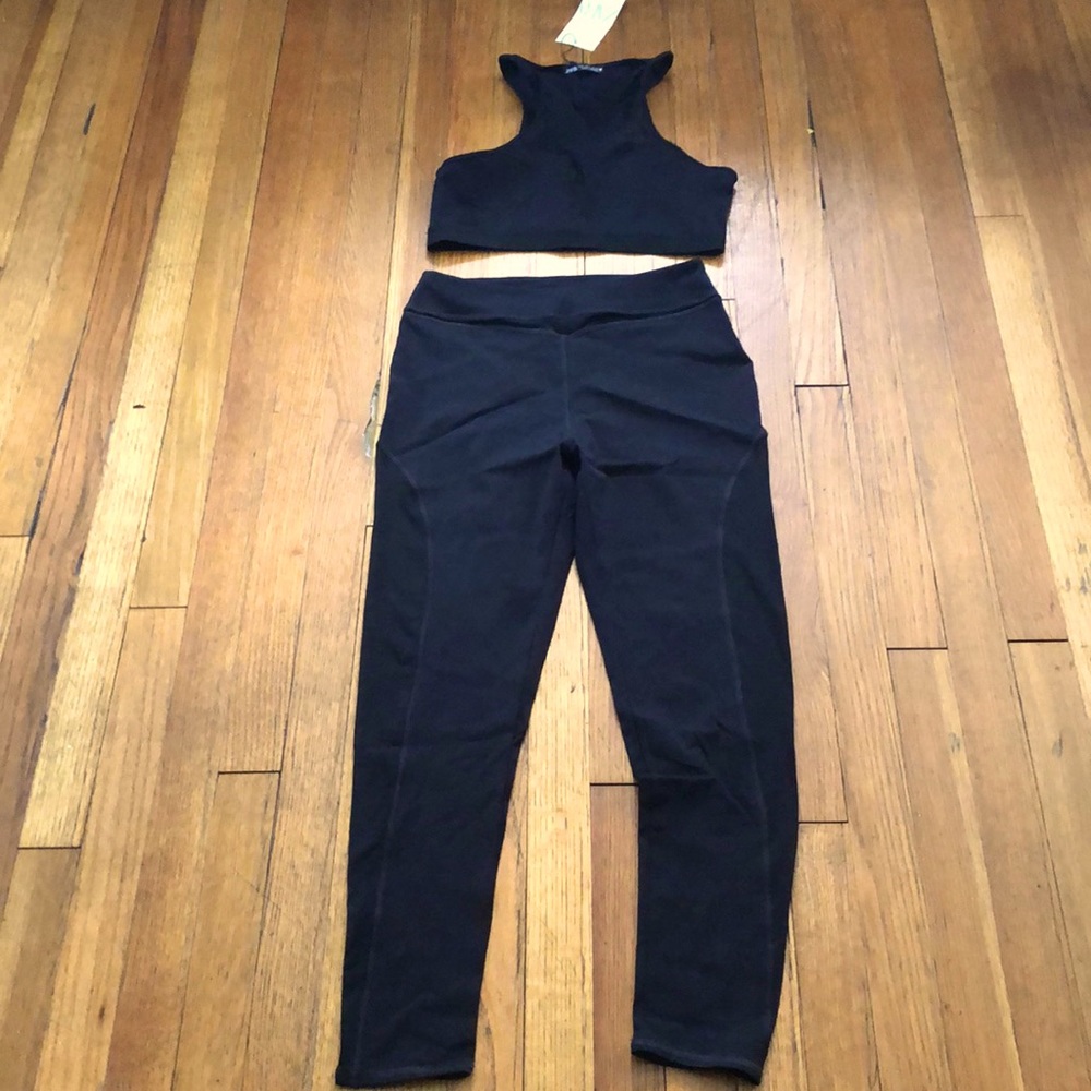 Zara NWT black athletic set with mesh panels